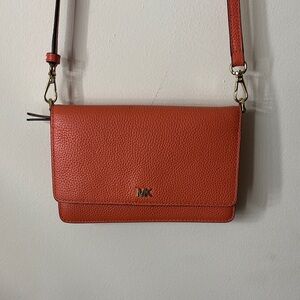 Michael Kors Orange Leather Crossbody Bag with Adjustable Strap